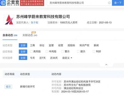 張雪峰公司新增演出經紀機構設立許可